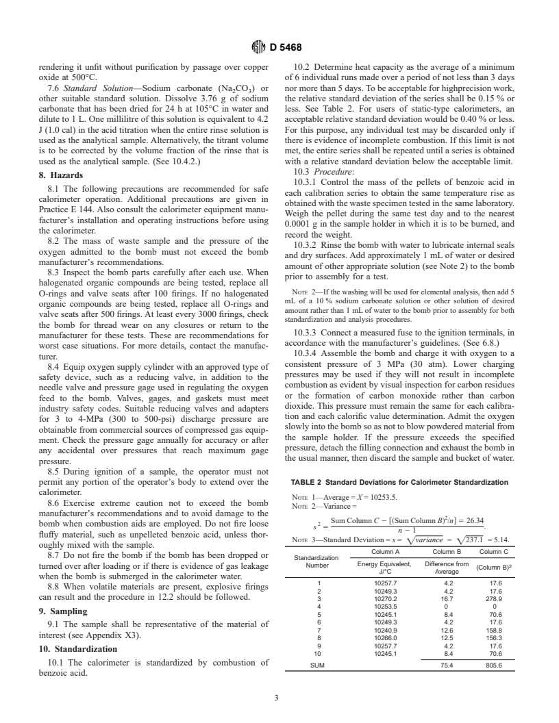 ASTM D5468-95 - Standard Test Method for Gross Calorific and Ash Value of Waste Materials