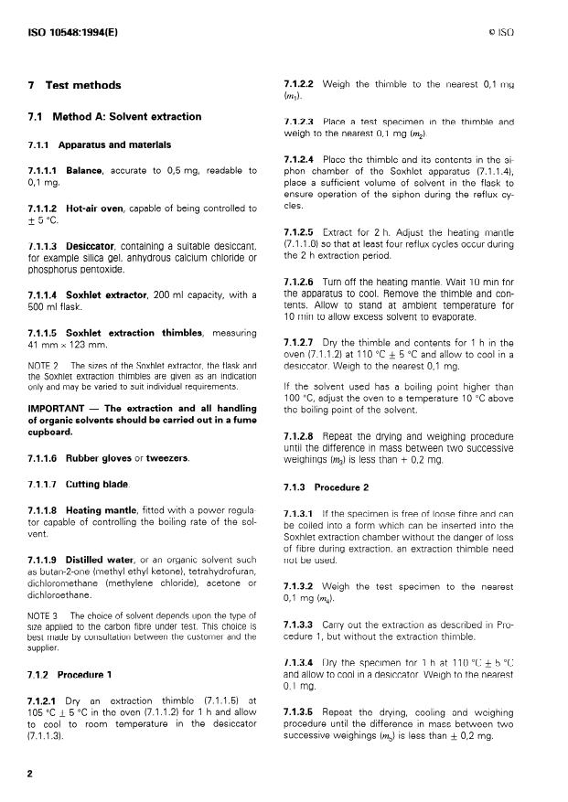 ISO 10548:1994 ISO 10548:1994 - Carbon fibre -- Determination of size content - Page 4 preview