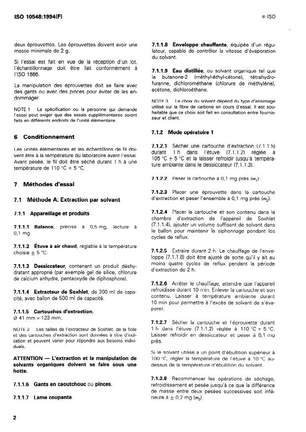 ISO 10548:1994 ISO 10548:1994 - Fibres de carbone -- Détermination du taux d'ensimage - Page 4 preview