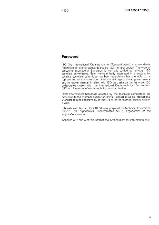 ISO 10551:1995 - Ergonomics of the thermal environment -- Assessment of the influence of the thermal environment using subjective judgement scales
