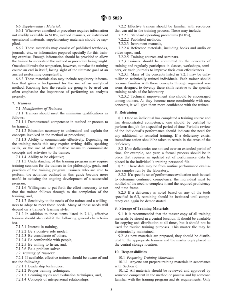 ASTM D5829-96 - Standard Guide for Preparing a Training Program for Environmental Analytical Laboratories