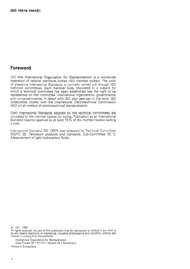 ISO 10574:1993 ISO 10574:1993 - Refrigerated light-hydrocarbon fluids -- Measurement of liquid levels in tanks containing liquefied gases -- Float-type level gauges - Page 2 preview
