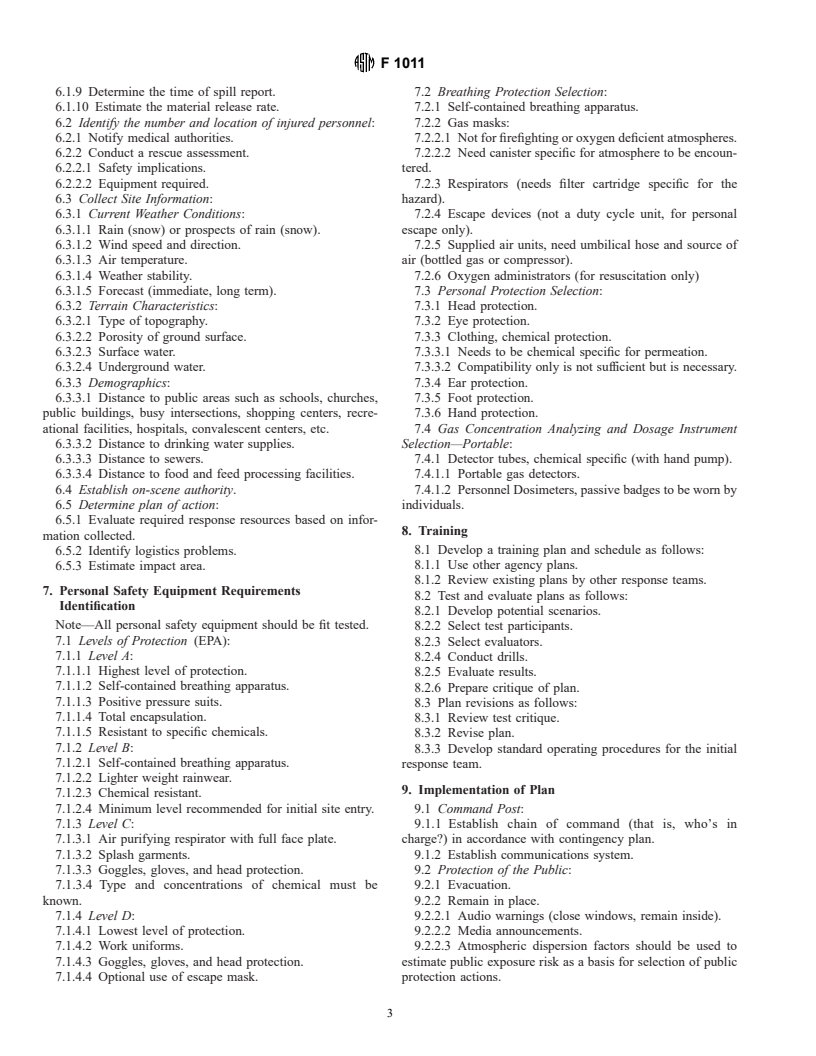 ASTM F1011-86(1994)e1 - Standard Guide for Developing a Hazardous Materials Training Curriculum for Initial Response Personnel