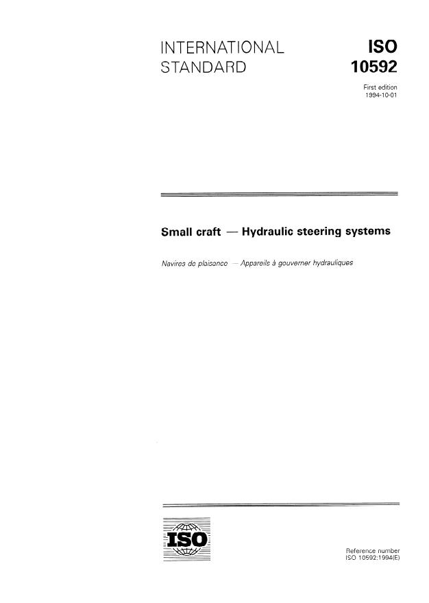 ISO 10592:1994 - Small craft -- Hydraulic steering systems