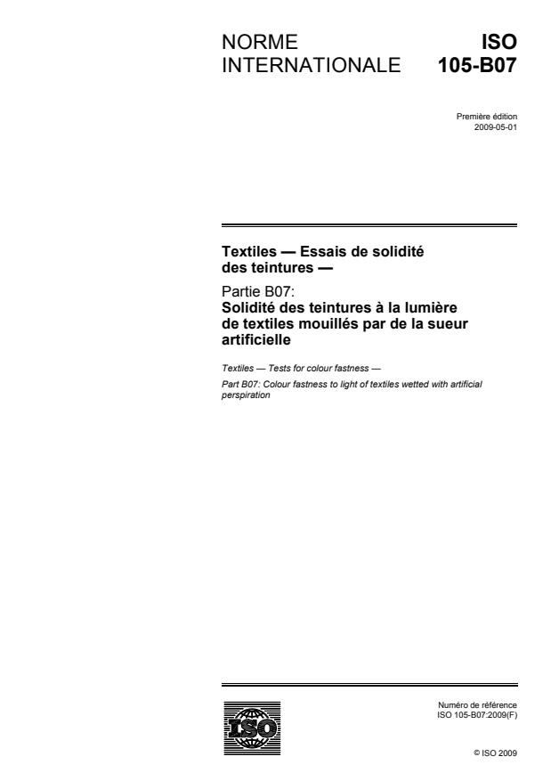 ISO 105-B07:2009 - Textiles -- Essais de solidité des teintures