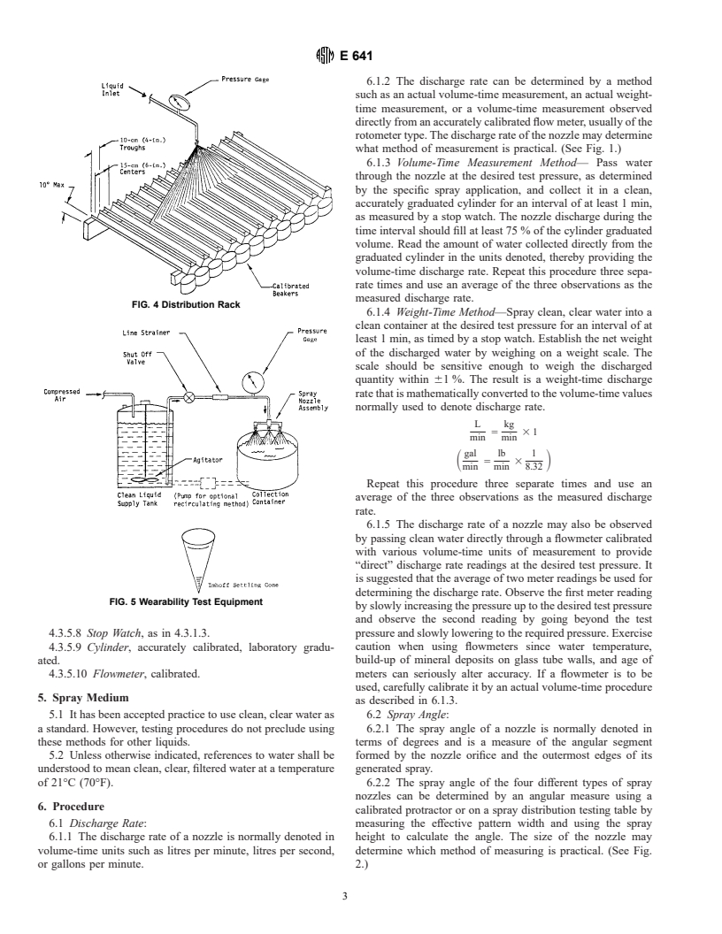 ASTM E641-85(2000) - Standard Methods for Testing Hydraulic Spray Nozzles Used in Agriculture