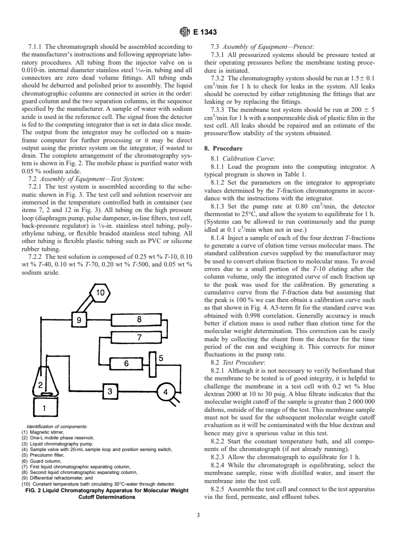 ASTM E1343-90(1997)e1 - Standard Test Method for Molecular Weight Cutoff Evaluation of Flat Sheet Ultrafiltration Membranes