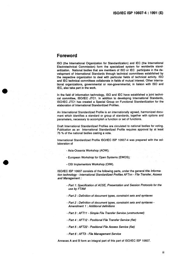 ISO/IEC ISP 10607-4:1991 - Information technology -- International Standardized Profiles AFTnn -- File Transfer, Access and Management