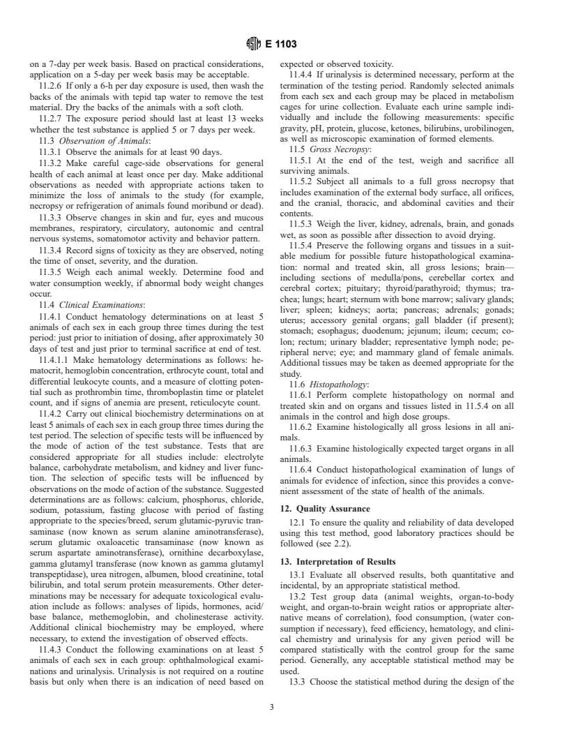 ASTM E1103-96 - Standard Test Method for Determining Subchronic Dermal Toxicity