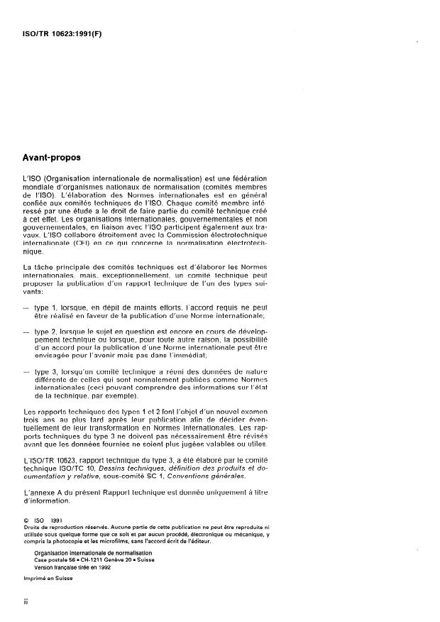 ISO/TR 10623:1991 ISO/TR 10623:1991 - Documentation technique de produits -- Exigences pour la conception et le dessin assistés par ordinateur -- Vocabulaire - Page 2 preview