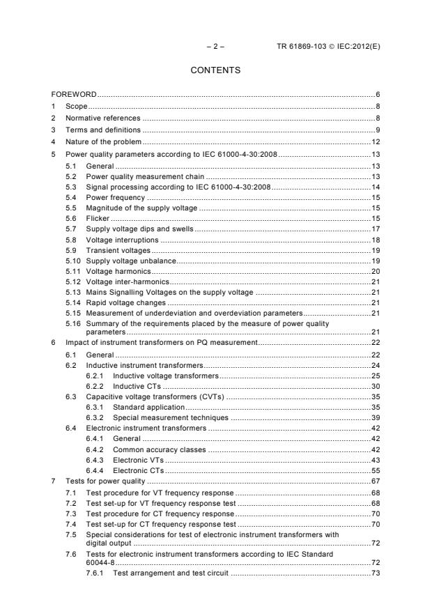 IEC TR 61869-103:2012 IEC TR 61869-103:2012 - Instrument transformers - The use of instrument transformers for power quality measurement - Page 4 preview