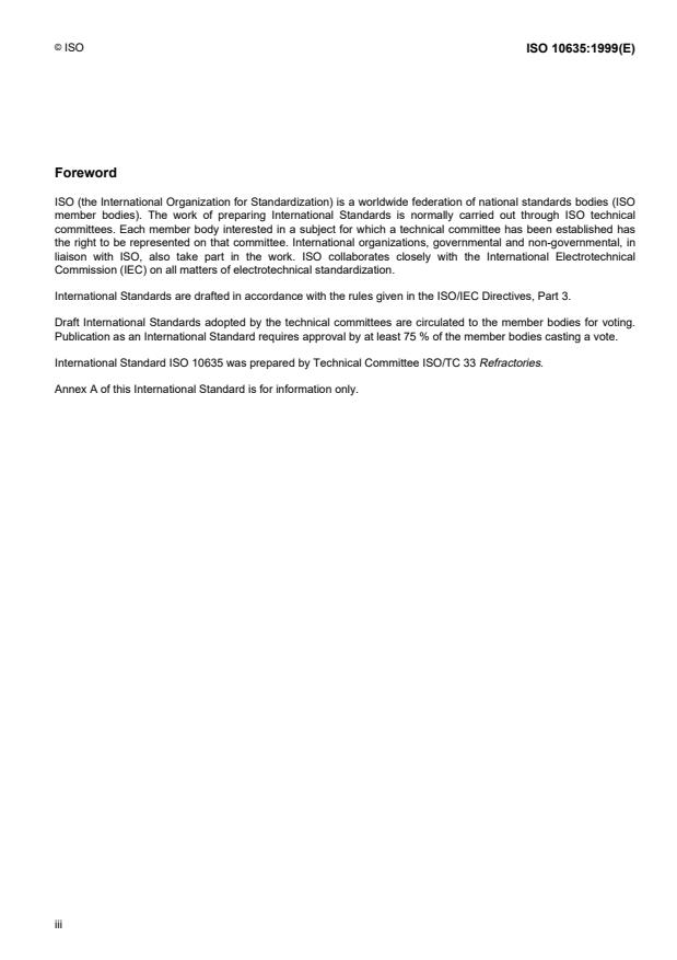 ISO 10635:1999 - Refractory products -- Methods of test for ceramic fibre products