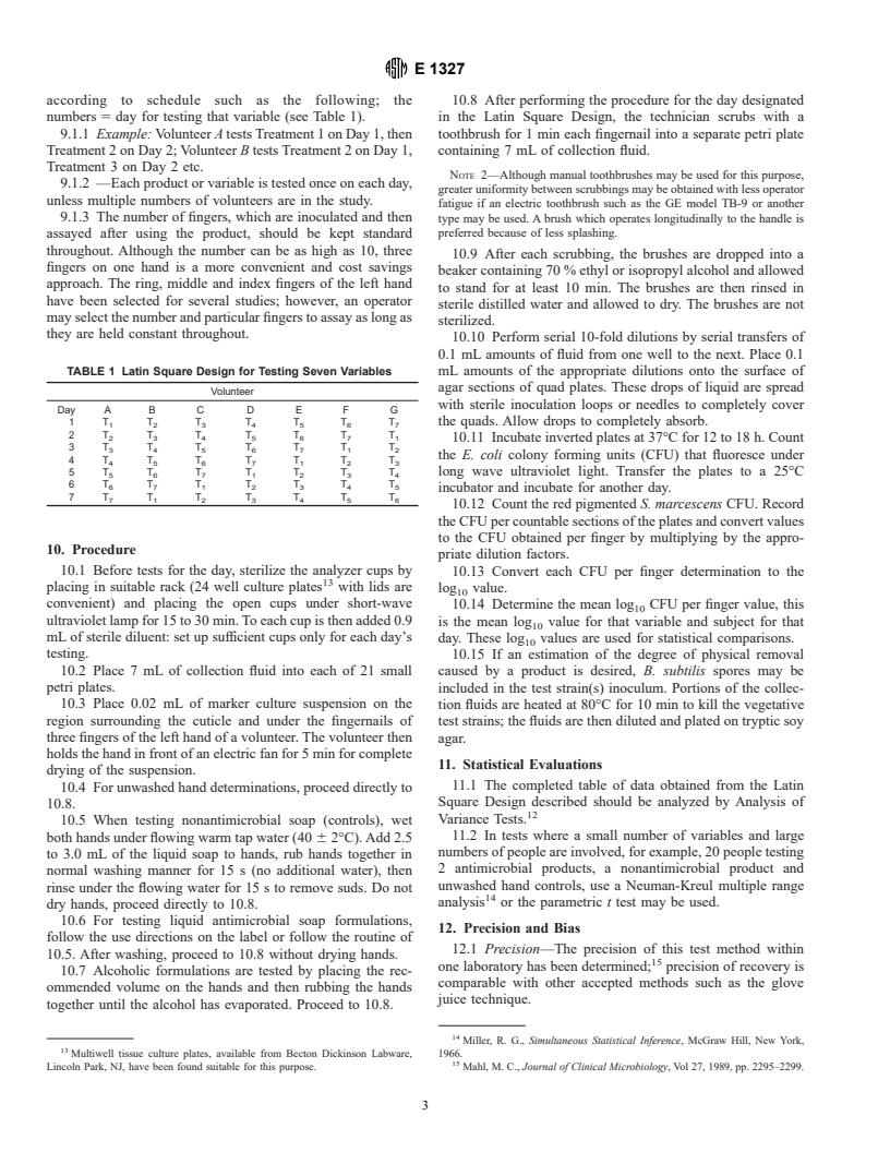 ASTM E1327-90(1995)e1 - Standard Test Method for Evaluation of Health Care Personnel Handwash Formulations by Utilizing Fingernail Regions