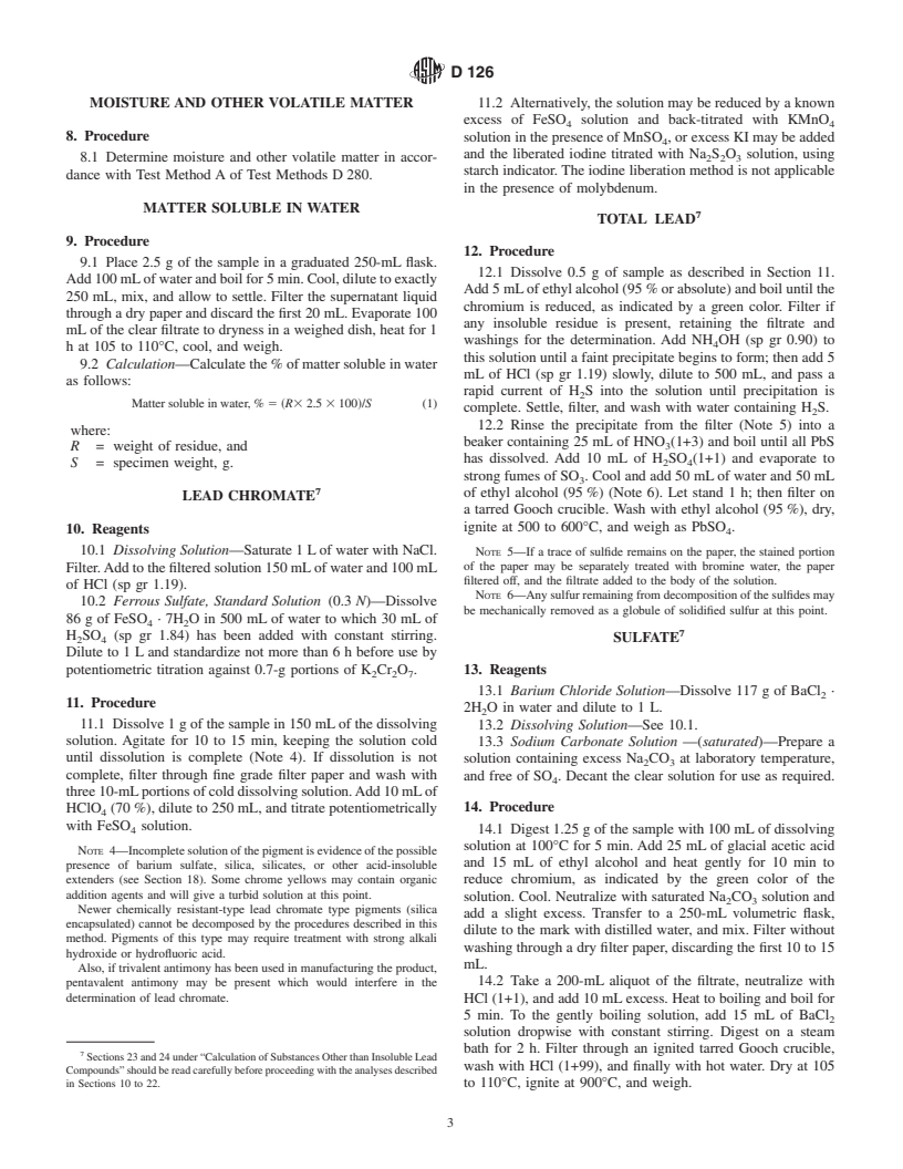 ASTM D126-87(2002) - Standard Test Methods for Analysis of Yellow, Orange, and Green Pigments Containing Lead Chromate and Chromium Oxide Green