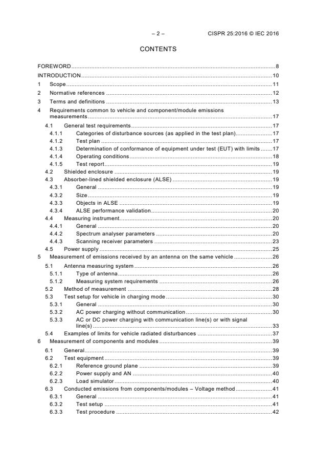 CISPR 25:2016 CISPR 25:2016 - Vehicles, boats and internal combustion engines - Radio disturbance characteristics - Limits and methods of measurement for the protection of on-board receivers - Page 4 preview