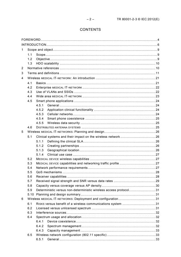 IEC TR 80001-2-3:2012 IEC TR 80001-2-3:2012 - Application of risk management for IT-networks incorporating medical devices - Part 2-3: Guidance for wireless networks - Page 4 preview