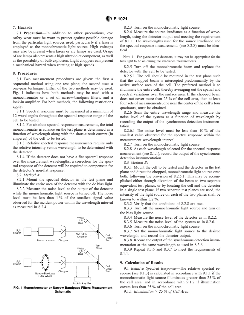 ASTM E1021-95 - Standard Test Methods for Measuring Spectral Response of Photovoltaic Cells