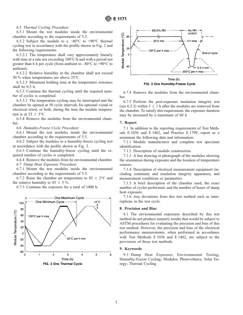 ASTM E1171-99 - Standard Test Method for Photovoltaic Modules in Cyclic Temperature and Humidity Environments