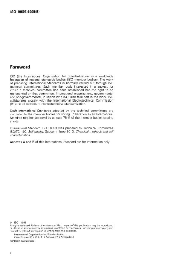 SIST ISO 10693:1996 ISO 10693:1995 - Soil quality -- Determination of carbonate content -- Volumetric method - Page 2 preview