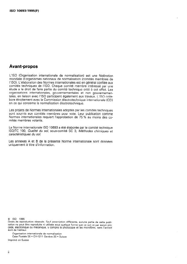 SIST ISO 10693:1996 ISO 10693:1995 - Qualité du sol -- Détermination de la teneur en carbonate -- Méthode volumétrique - Page 2 preview