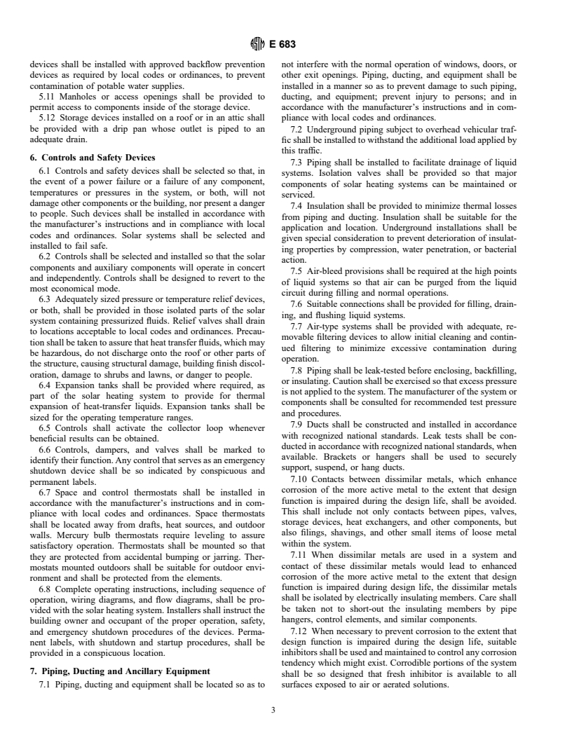 ASTM E683-91(1995)e1 - Standard Practice for Installation and Service of Solar Space Heating Systems for One- and Two-Family Dwellings