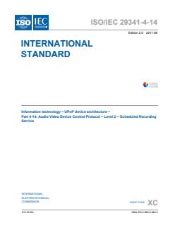 ISO/IEC 29341-4-14:2011 - Information technology -- UPnP Device Architecture -- Part 4-14: Audio Video Device Control Protocol -- Level 2 -- Scheduled Recording Service - Page 3 preview