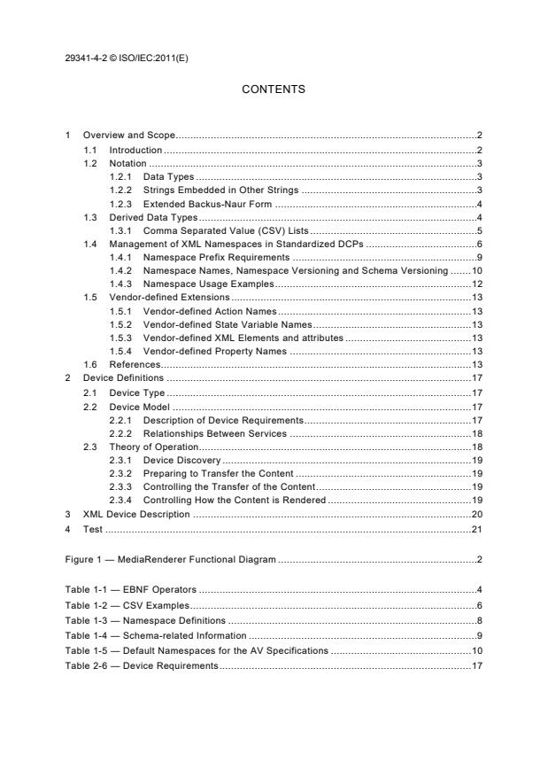 ISO/IEC 29341-4-2:2011 ISO/IEC 29341-4-2:2011 - Information technology - UPnP device architecture - Part 4-2: Audio Video Device Control Protocol - Level 2 - Media Renderer Device - Page 4 preview
