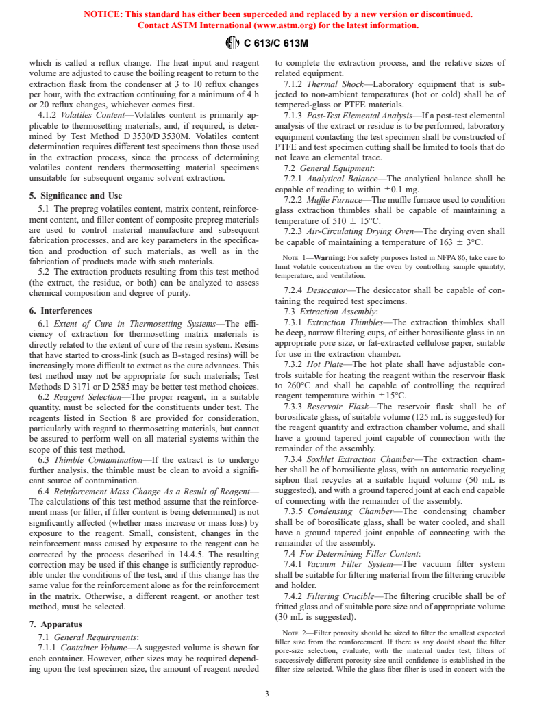 ASTM C613/C613M-97 - Standard Test Method for Constituent Content of Composite Prepreg by Soxhlet Extraction