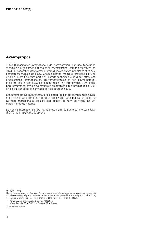 ISO 10713:1992 ISO 10713:1992 - Joaillerie -- Revetements d'alliages d'or - Page 2 preview