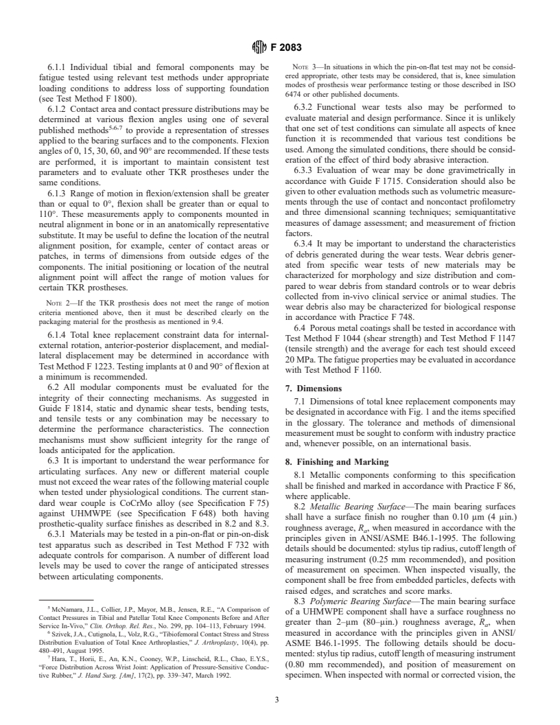 ASTM F2083-01 - Standard Specification for Total Knee Prosthesis