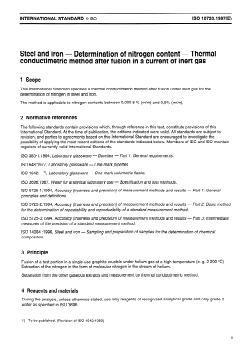 ISO 10720:1997 - Steel and iron — Determination of nitrogen content — Thermal conductimetric method after fusion in a current of inert gas
Released:8/21/1997 - Page 3 preview