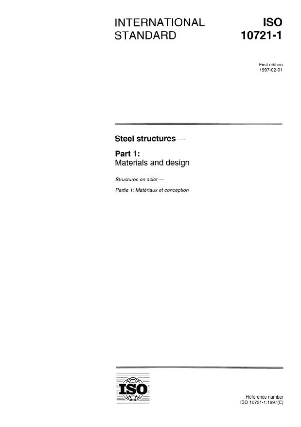 ISO 10721-1:1997 - Steel structures