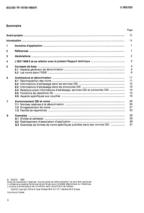 ISO/IEC TR 10730:1993 ISO/IEC TR 10730:1993 - Technologies de l'information -- Interconnexion de systemes ouverts (OSI) -- Tutoriel sur la dénomination et l'adressage - Page 2 preview