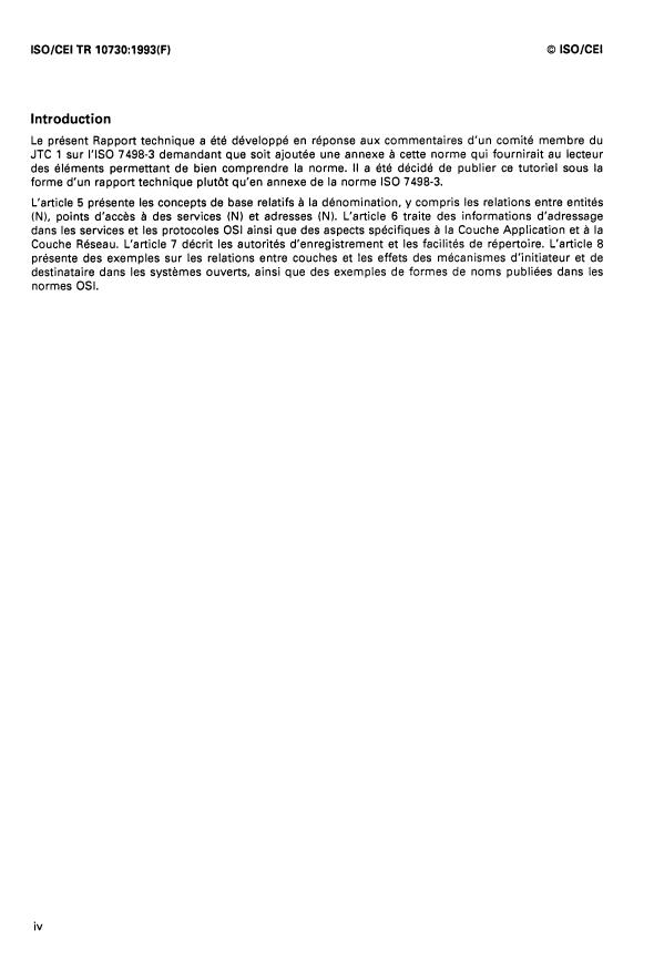 ISO/IEC TR 10730:1993 ISO/IEC TR 10730:1993 - Technologies de l'information -- Interconnexion de systemes ouverts (OSI) -- Tutoriel sur la dénomination et l'adressage - Page 4 preview