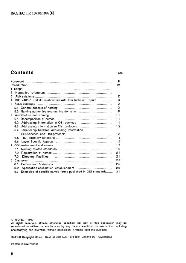 ISO/IEC TR 10730:1993 ISO/IEC TR 10730:1993 - Information technology -- Open Systems Interconnection -- Tutorial on naming and addressing - Page 2 preview