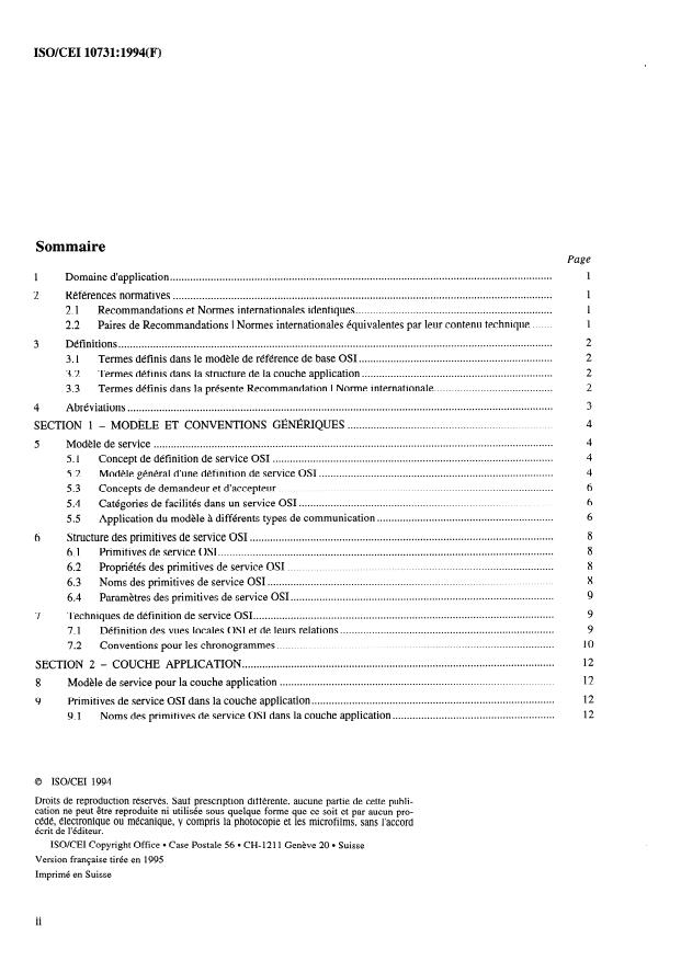 ISO/IEC 10731:1994 ISO/IEC 10731:1994 - Technologies de l'information -- Interconnexion de systemes ouverts (OSI) -- Modele de référence de base -- Conventions pour la définition des services OSI - Page 2 preview