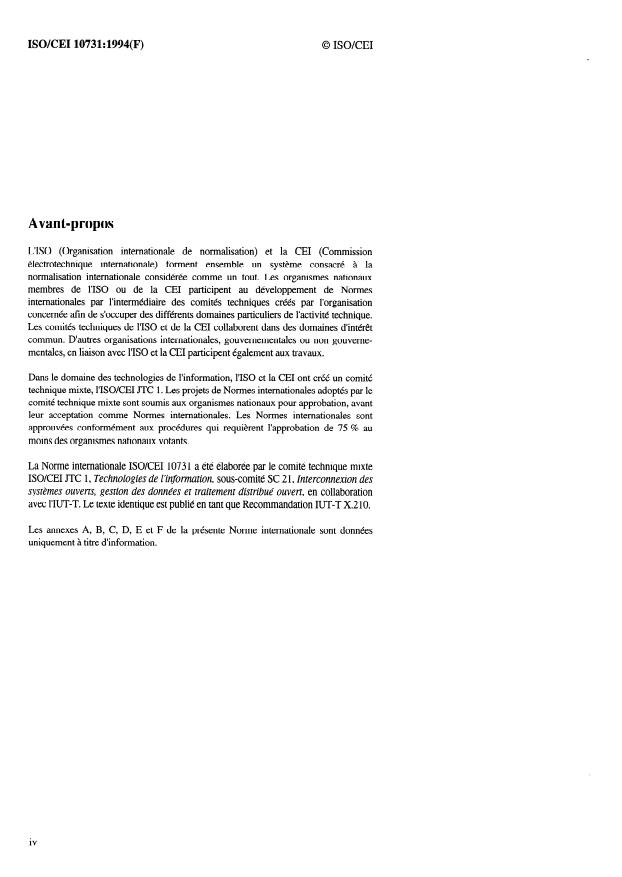 ISO/IEC 10731:1994 ISO/IEC 10731:1994 - Technologies de l'information -- Interconnexion de systemes ouverts (OSI) -- Modele de référence de base -- Conventions pour la définition des services OSI - Page 4 preview