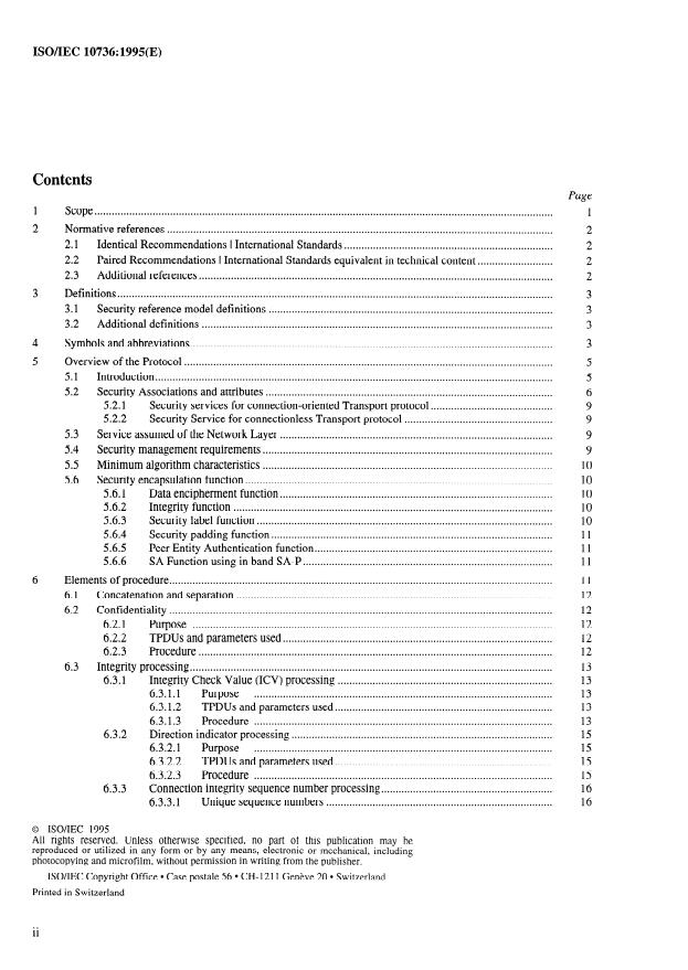 ISO/IEC 10736:1995 ISO/IEC 10736:1995 - Information technology -- Telecommunications and information exchange between systems -- Transport layer security protocol - Page 2 preview