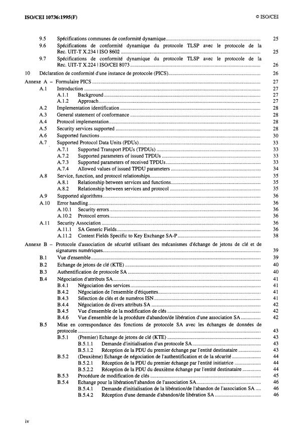 ISO/IEC 10736:1995 ISO/IEC 10736:1995 - Technologies de l'information -- Télécommunications et échange d'information entre systemes -- Protocole de sécurité de la couche transport - Page 4 preview