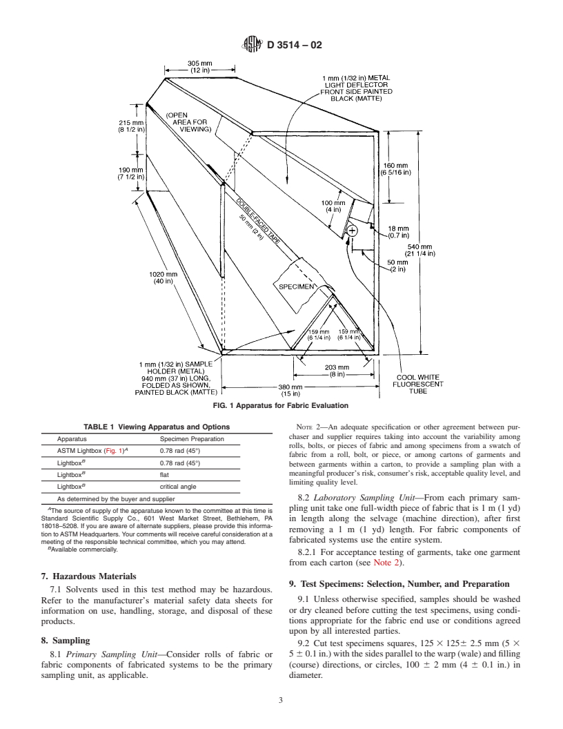 ASTM D3514-02 - Standard Test Method for Pilling Resistance and Other Related Surface Changes of Textile Fabrics: Elastomeric Pad