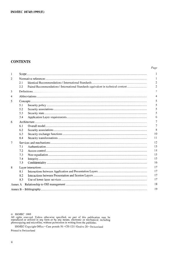 ISO/IEC 10745:1995 ISO/IEC 10745:1995 - Information technology -- Open Systems Interconnection -- Upper layers security model - Page 2 preview