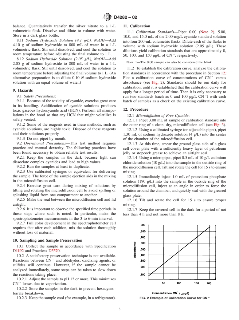 ASTM D4282-02 - Standard Test Method for Determination of Free Cyanide in Water and Wastewater by Microdiffusion