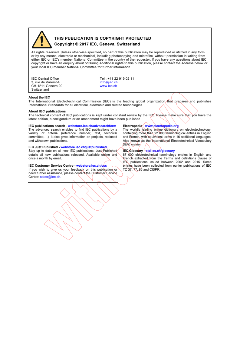 IEC 60335-2-95:2011 IEC 60335-2-95:2011+AMD1:2015+AMD2:2017 CSV - Household and similar electrical appliances - Safety - Part 2-95: Particular requirements for drives for vertically moving garage doors for residential use
Released:10/5/2017
Isbn:9782832249284 - Page 2 preview