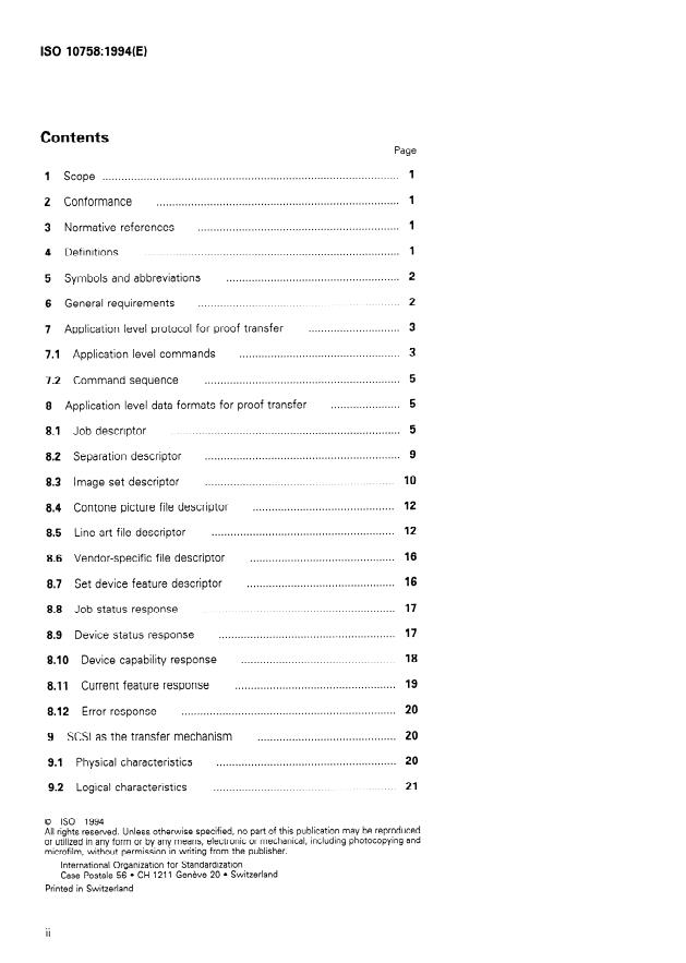 ISO 10758:1994 ISO 10758:1994 - Graphic technology -- Prepress digital data exchange -- Online transfer from electronic prepress systems to colour hardcopy devices - Page 2 preview