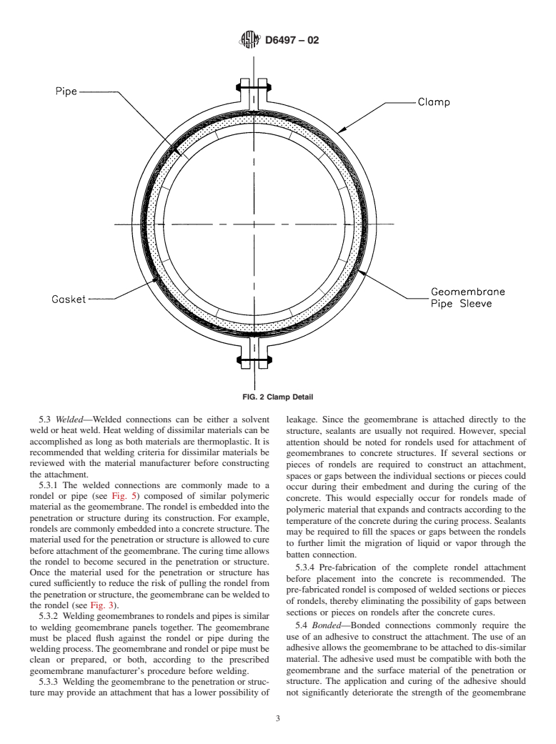 ASTM D6497-02 - Standard Guide for Mechanical Attachment of Geomembrane to Penetrations or Structures