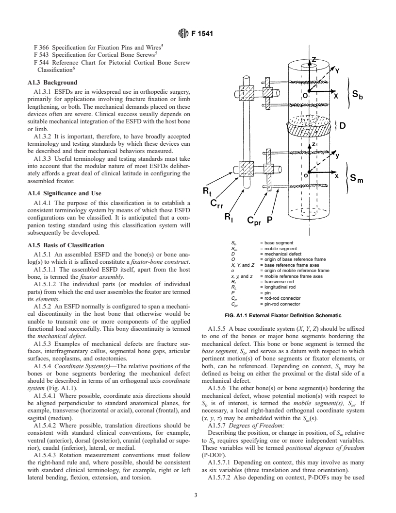 ASTM F1541-01 - Standard Specification and Test Methods for External Skeletal Fixation Devices