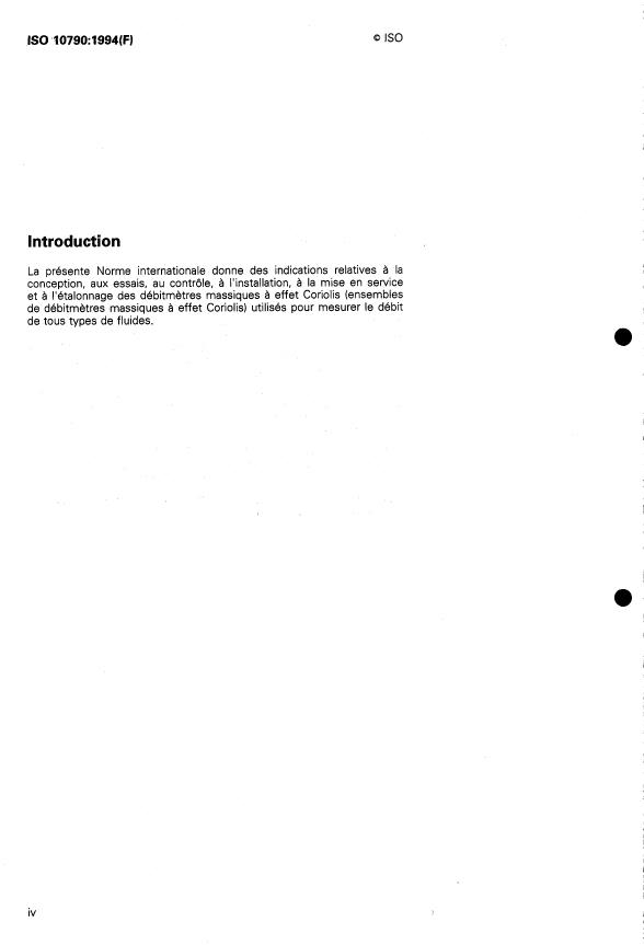 ISO 10790:1994 ISO 10790:1994 - Mesure de débit des fluides dans les conduites fermées -- Débitmetres massiques a effet Coriolis - Page 4 preview