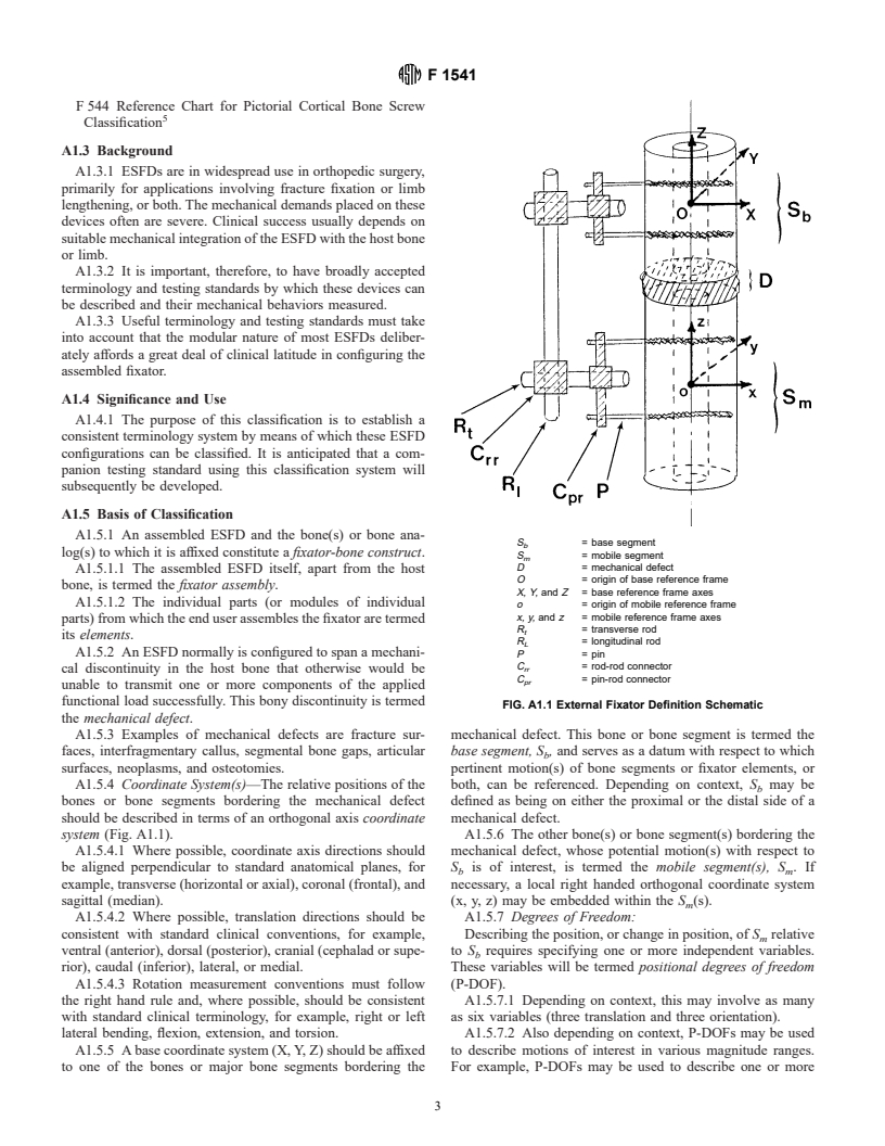 ASTM F1541-00 - Standard Specification and Test Methods for External Skeletal Fixation Devices