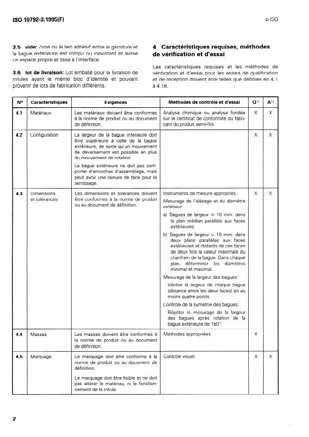 ISO 10792-3:1995 - Aerospace — Airframe spherical plain bearings in