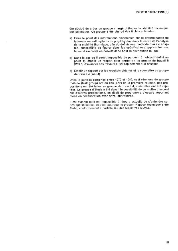 ISO/TR 10837:1991 - Détermination de la stabilité thermique du polyéthylene (PE) destiné a etre utilisé dans les tubes et raccords pour la distribution du gaz
